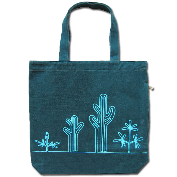 Funtote Cactus sidezipper unique designer canvas tote bag