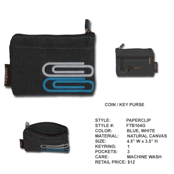 Funtote designer canvas coin key purse