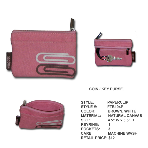 Funtote fashion canvas coin key purse