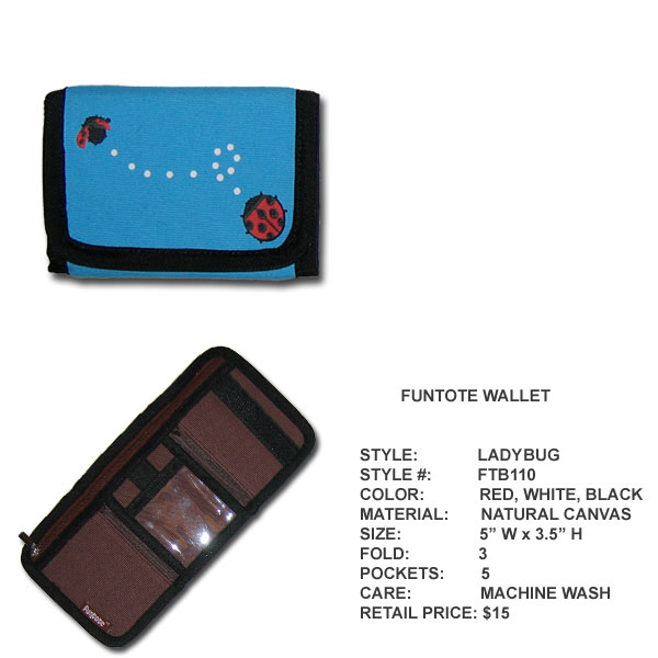 Funtote Ladybug canvas wallet