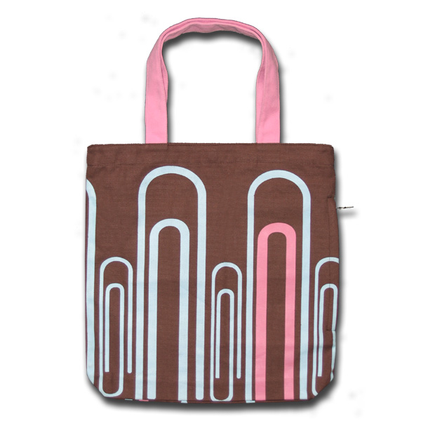 Paper Clips designer canvas tote bag(pink)