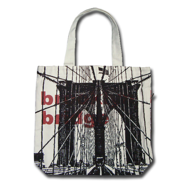 Funtote Brooklyn Bridge canvas tote bag(white)