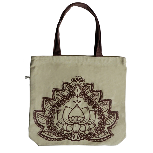 Funtote® Lotus Flower yoga canvas tote bag