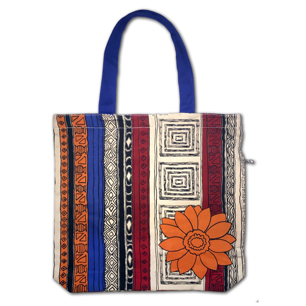 Funtote® African Flower fashion designer graphic canvas tote bag