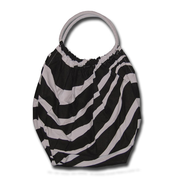 Funtote® Zebra baggy black and white canvas sport gym tote bag